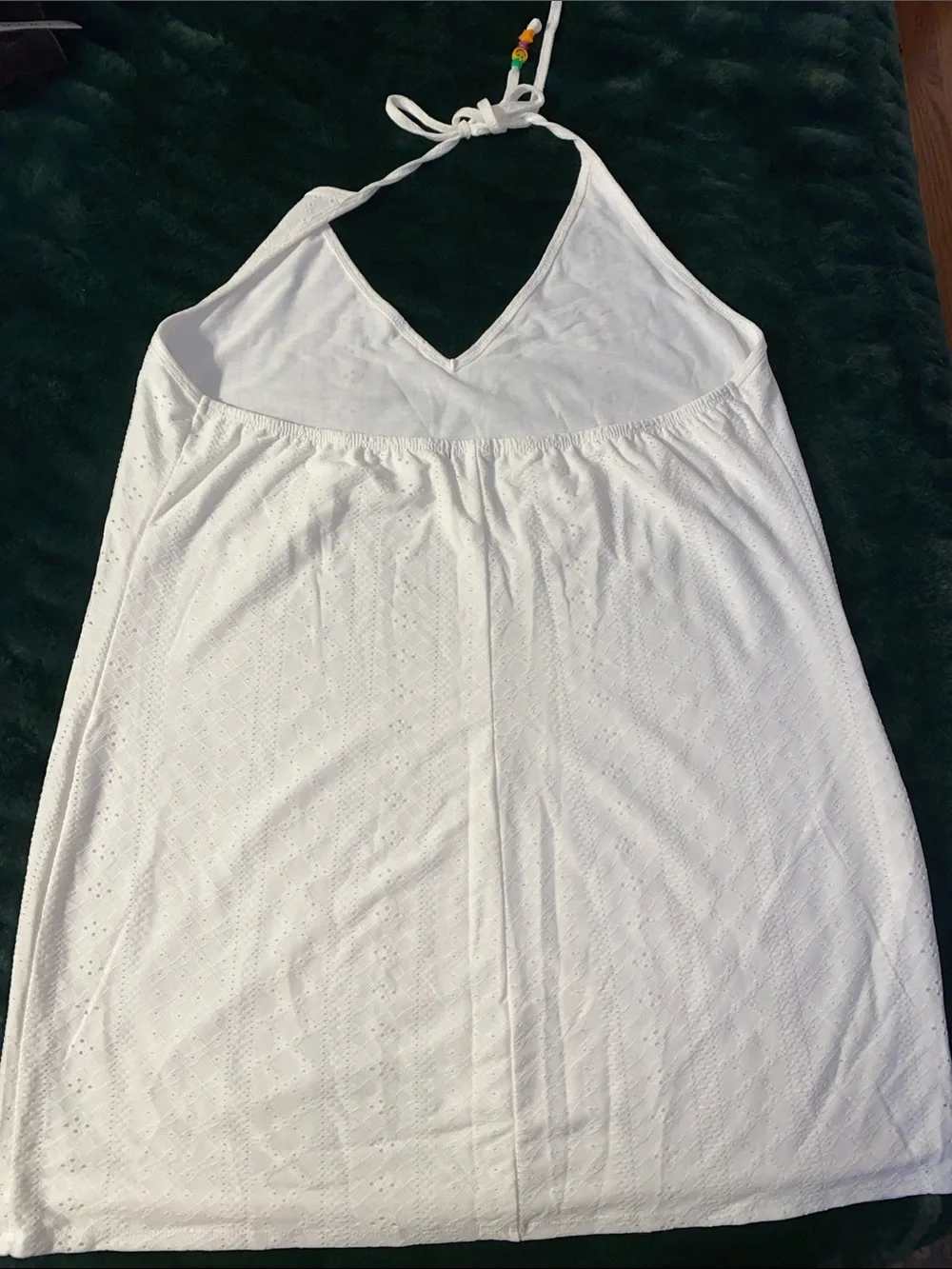 wild fable White Eyelet Halter Swim Coverup with Beaded Neck Tie